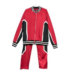Jordan Craig Glory Days Tracksuit Men XL 2Pc Red Black White Bomber Jacket Pants